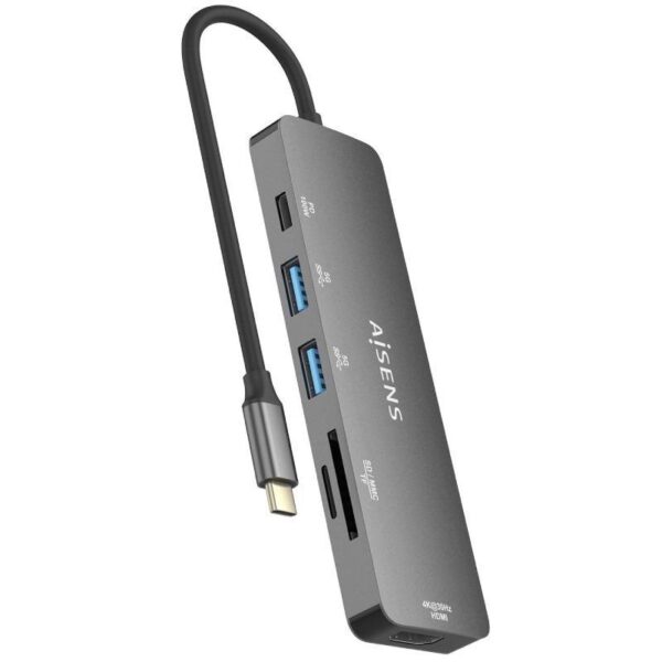 Docking usb tipo-c aisens asuc-6p016-gr/ 1xhdmi/ 2xusb/ 1xlector tarjetas/ 1xusb tipo-c pd/ gris - Imagen 3