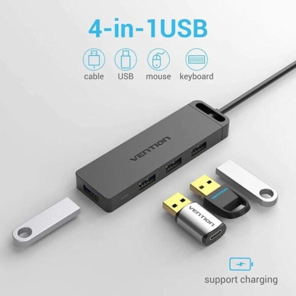 Hub USB 3.0 Vention CHLBF/ 4xUSB/ MicroUSB PD/ 1m - Imagen 2