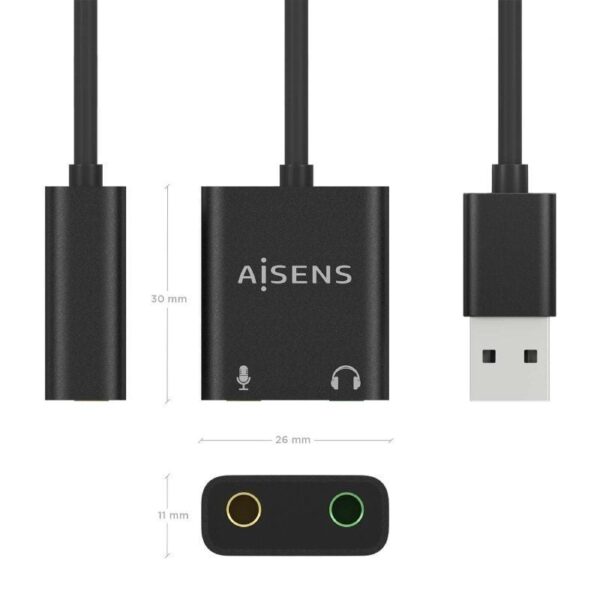 Tarjeta de Sonido Aisens A106-0769/ USB Macho - 2xJack 3.5 Hembra - Imagen 3