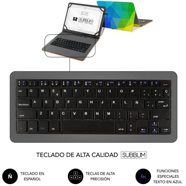 Funda con Teclado Subblim Keytab USB 11" Triángulos USB para Tablets de 11" - Imagen 3