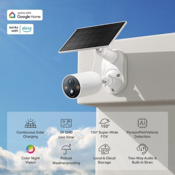 Cámaras de Videovigilancia TP-Link Tapo C425 KIT/ Visión Nocturna/ Control desde APP/ Incluye Panel Solar - Imagen 2