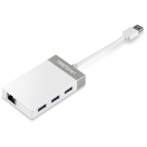 Hub USB 3.0 Trendnet TU3-ETGH3/ 3xUSB/ 1xRJ45/ Blanco y Gris - Imagen 2