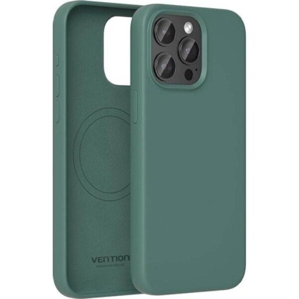 Funda Silicona con Magsafe Vention KUFG0-30/ Compatible con iPhone 15 Pro/ Verde Ciprés