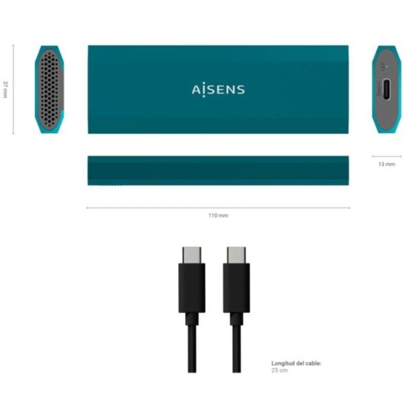 Caja Externa para Disco SSD M.2 SATA/NVMe Aisens ASM2-019BLU/ USB 3.1/ Sin tornillos - Imagen 3