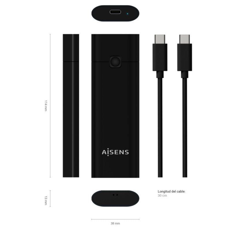 Caja Externa para Disco SSD M.2 NVMe Aisens ASM2-020B/ USB 3.1 Gen2/ Sin Tornillos - Imagen 3