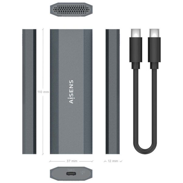 Caja Externa para Disco SSD M.2 NVMe Aisens ASM2-029GR/ USB 3.2/ Sin tornillos - Imagen 3