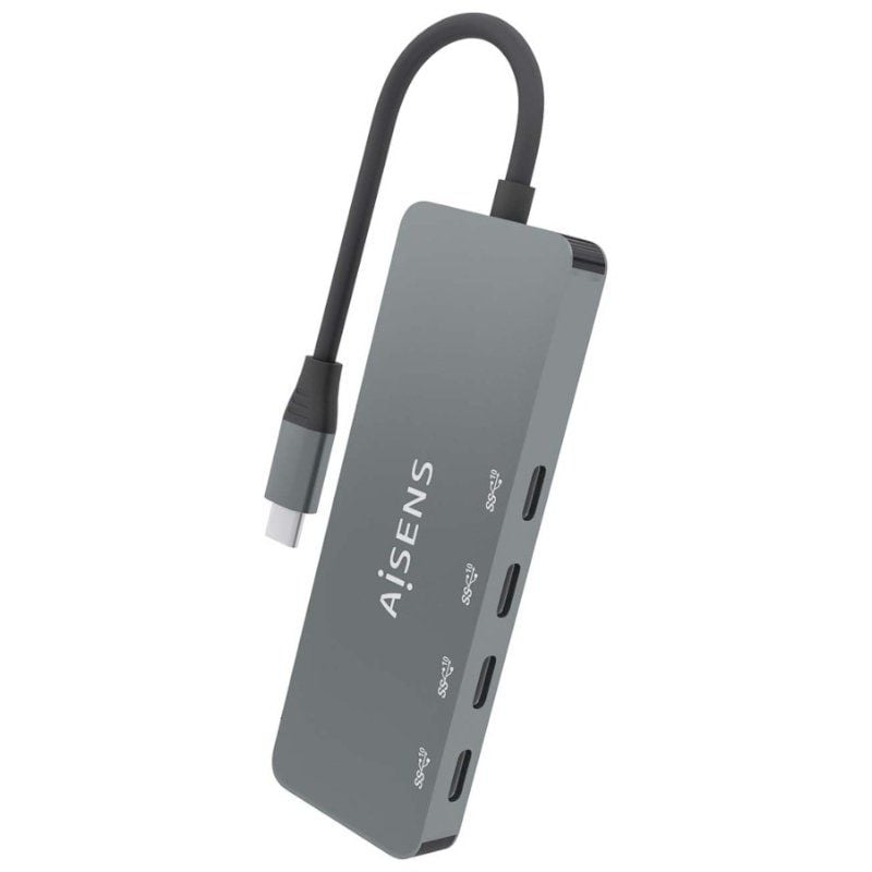Hub USB Tipo-C Aisens A109-0695/ 4xUSB Tipo-C/ Gris - Imagen 3