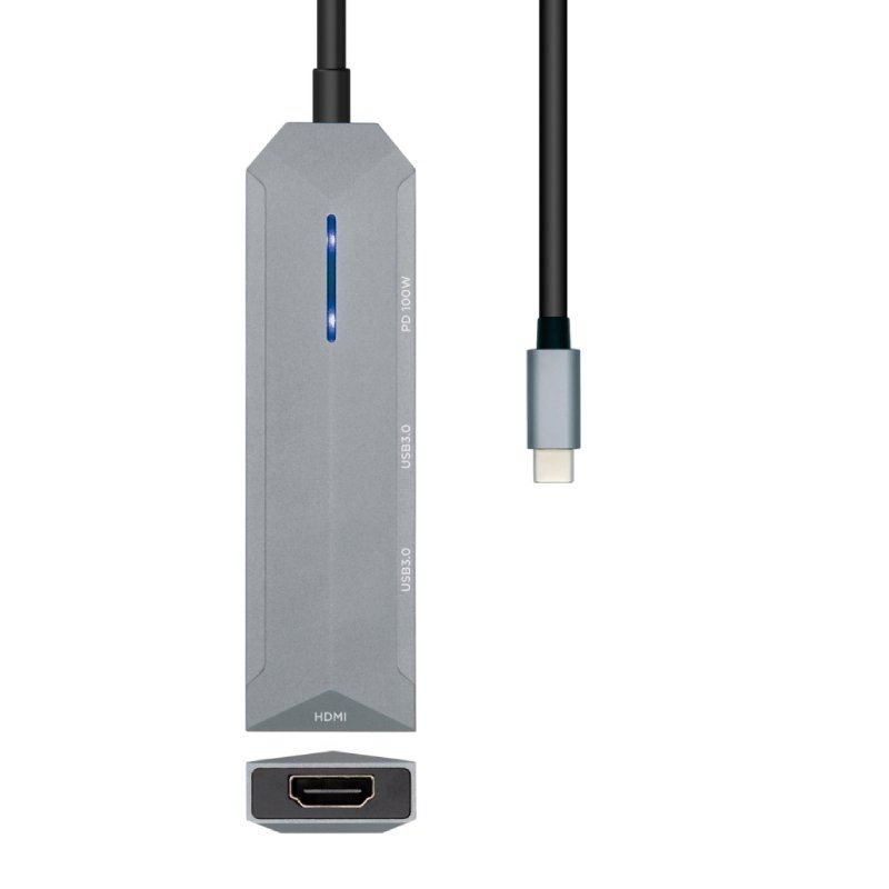 Docking USB Tipo-C Aisens ASUC-4P002-GR/ 1xHDMI/ 2xUSB/ 1xUSB Tipo-C PD/ Gris - Imagen 2