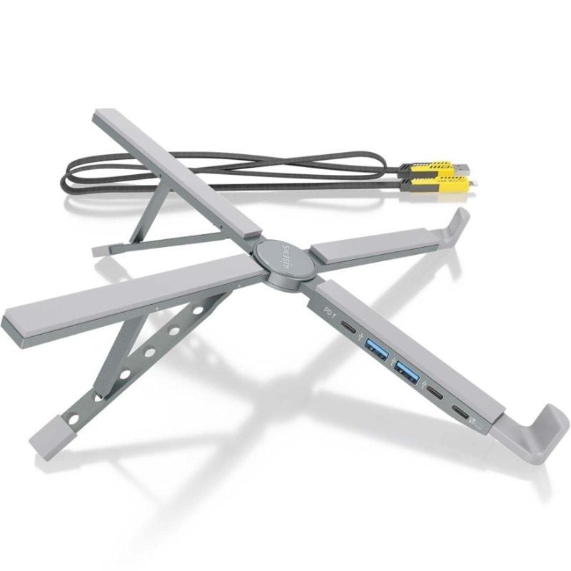 Soporte de Mesa – Docking USB Tipo-C Aisens ASUC-4P021-GR/ 2xUSB/ 1xUSB Tipo-C/ 1xUSB Tipo-C PD/ Gris