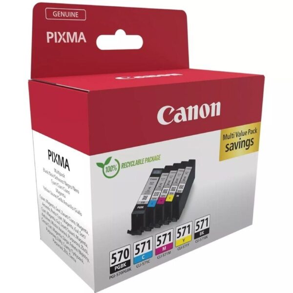 Cartucho de Tinta Original Canon PGI-570 + CLI-571 Multipack/ Cian/ Magenta/ Amarillo/ Negro - Imagen 2