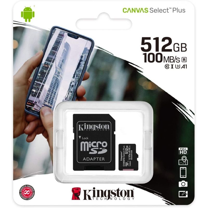 Tarjeta de Memoria Kingston CANVAS Select Plus 512GB microSD XC con Adaptador/ Clase 10/ 100MBs - Imagen 3