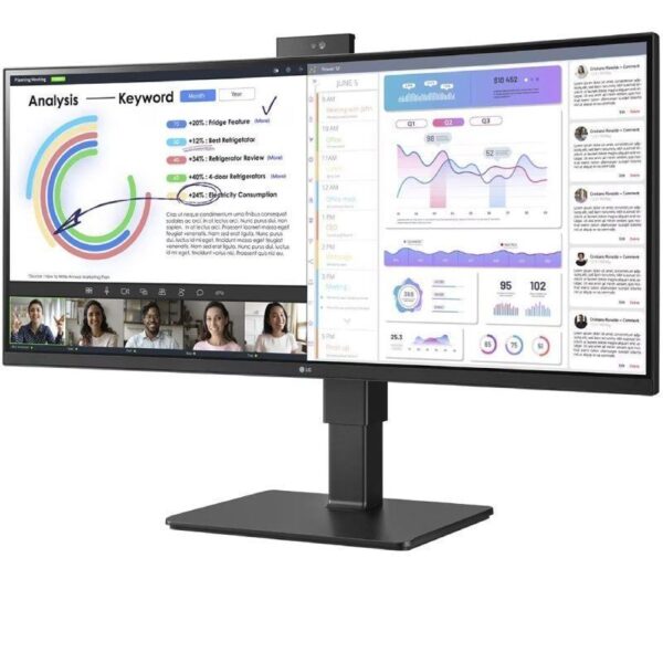Monitor Profesional Ultrapanorámico Curvo LG 34BQ77QC-B 34"/ WQHD/ Webcam/ Multimedia/ Regulable en altura/ Negro - Imagen 2