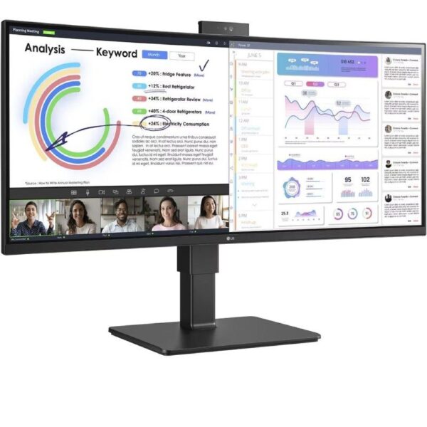 Monitor Profesional Ultrapanorámico Curvo LG 34BQ77QC-B 34"/ WQHD/ Webcam/ Multimedia/ Regulable en altura/ Negro - Imagen 3