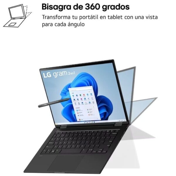 Portátil LG Gram 14T90S-G.AA75B Intel Core Ultra 7-155H/ 16GB/ 512GB SSD/ 14" Táctil/ Win11 - Imagen 2