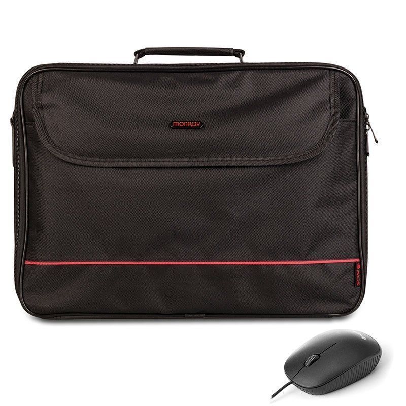 Maletín + Ratón Monray Bureau Kit para Portátiles hasta 16″/ Negro