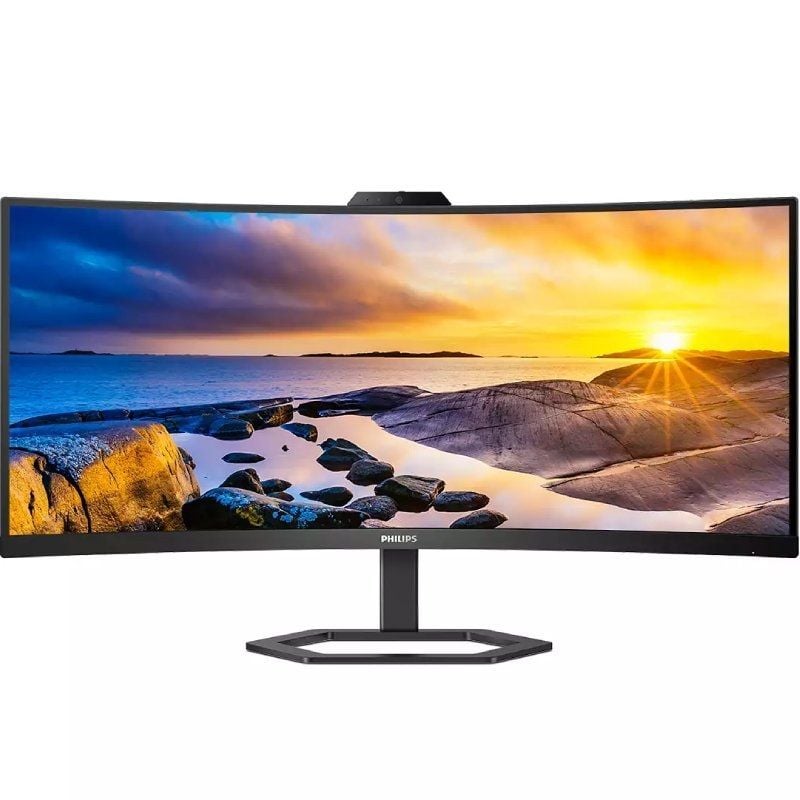 Monitor Profesional Ultrapanorámico Curvo Philips 34E1C5600HE 34″/ WQHD/ Webcam/ Multimedia/ Regulable en altura/ Negro