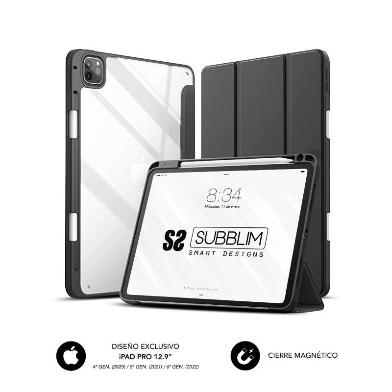 Funda Subblim Clear Shock Case para iPad Pro 12.9″ 2022-21-20/ Negra
