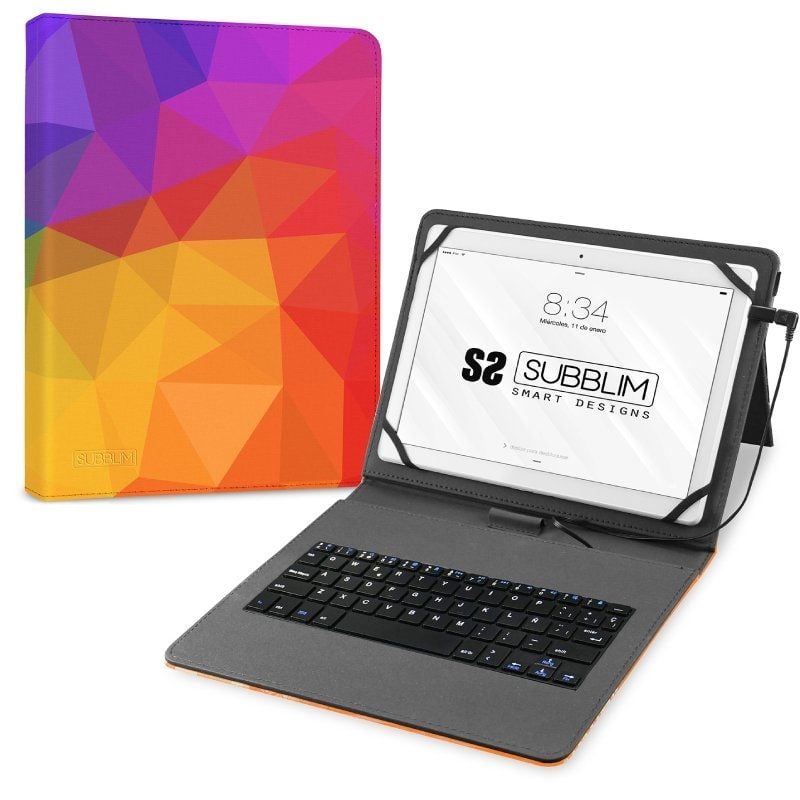 Funda con Teclado Subblim Keytab USB 11″ Triángulos USB para Tablets de 11″