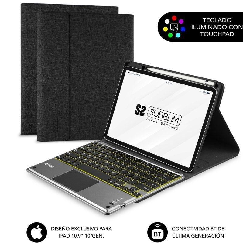 Funda con Teclado Subblim KeyTab Pro BT para Tablet iPad 10.9″ 10a Gen/ Negra