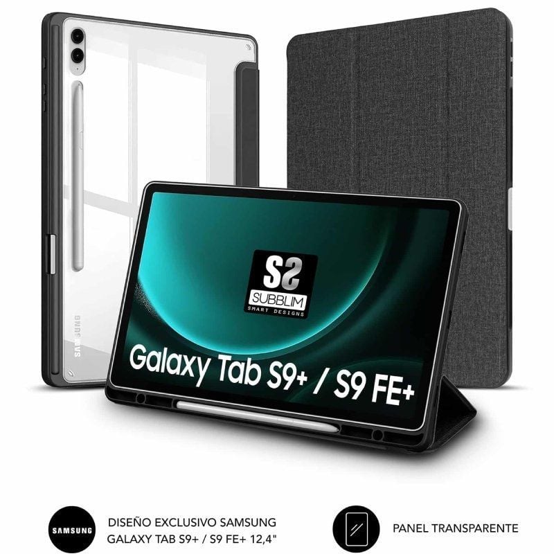 Funda Subblim Clear Shock para Tablet Samsung S9+/ FE 12.4″/ Negra