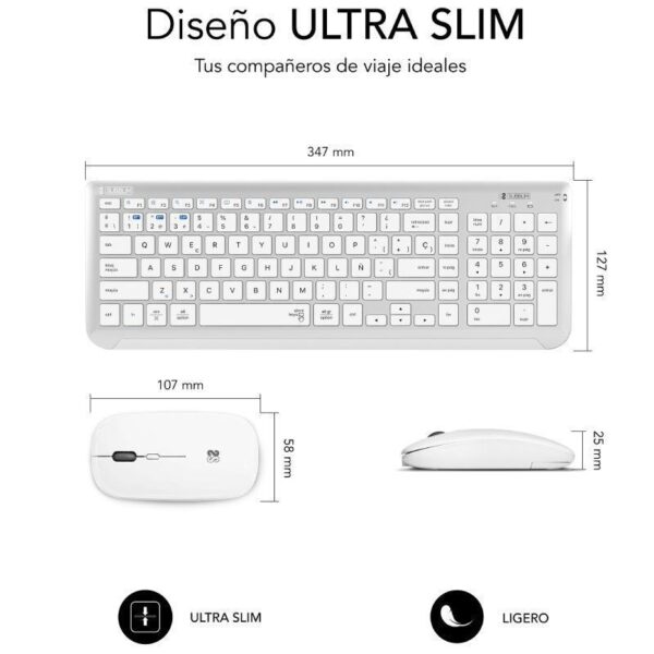 Teclado y Ratón Inalámbrico Subblim Combo Dual Prestige Extendido/ Blanco y Plata - Imagen 2