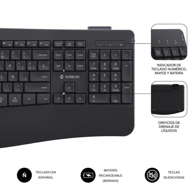 Teclado y Ratón Inalámbrico Subblim Combo Dual Office Prowave/ Negro - Imagen 2