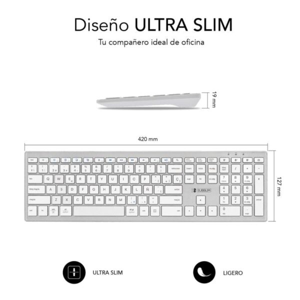 Teclado Inalámbrico por Bluetooth Subblim 2PUE200 Pure Extended/ Plata - Imagen 3
