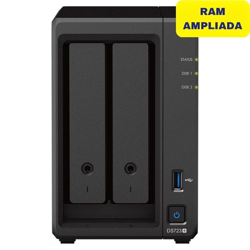 NAS Synology Diskstation DS723+/ 2 Bahías 3.5″- 2.5″/ 16GB DDR4/ Formato Torre