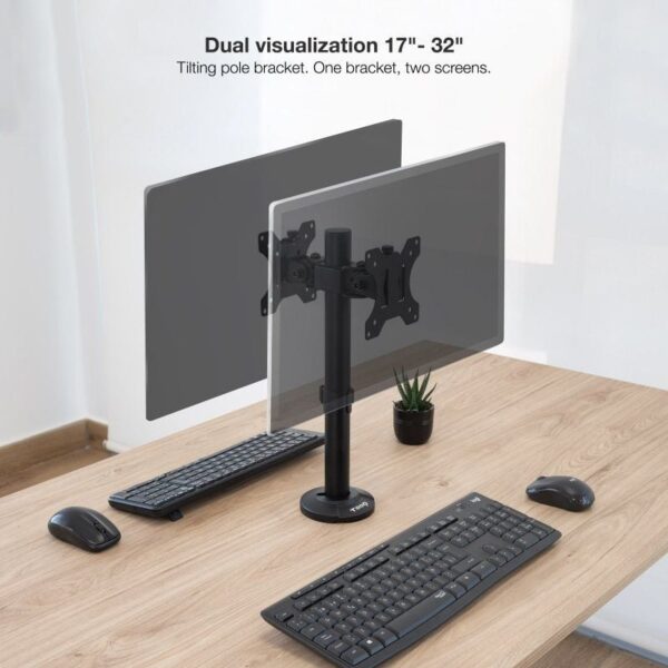 Soporte de Mesa para 2 Monitores TooQ DB1132TN-B/ Giratorio/ Inclinable/ hasta 8kg - Imagen 3