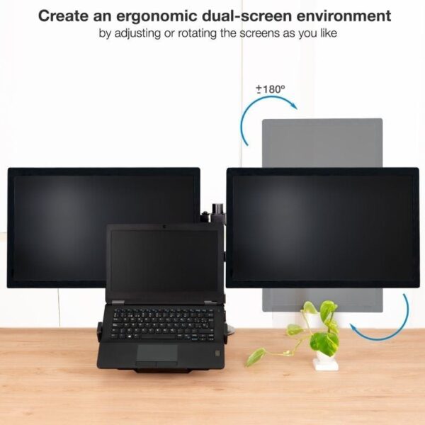 Soporte de Mesa para 2 Monitores y 1 Portátil TooQ DB1202TN-B/ Giratorio/ Inclinable/ hasta 9kg - Imagen 2