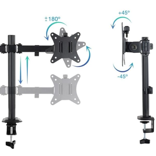 Soporte de Mesa para 2 Monitores TooQ DB1802TN-B/ Giratorio/ Inclinable/ hasta 8kg - Imagen 2