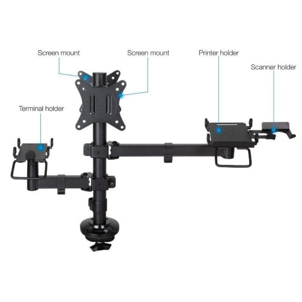 Soporte de Mesa para 2 Monitores, TPV, Impresora, Términal y Lector TooQ TQPM0002/ Giratorio/ Inclinable/ hasta 9kg - Imagen 2