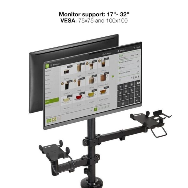 Soporte de Mesa para 2 Monitores, TPV, Impresora, Términal y Lector TooQ TQPM0002/ Giratorio/ Inclinable/ hasta 9kg - Imagen 3