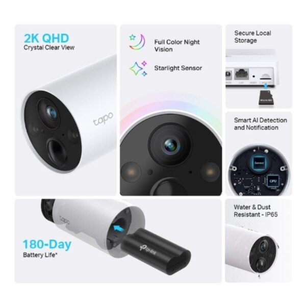 Cámaras de Videovigilancia TP-Link Tapo C420S2/ 113°/ Visión Nocturna/ Batería/ Control desde APP - Imagen 3