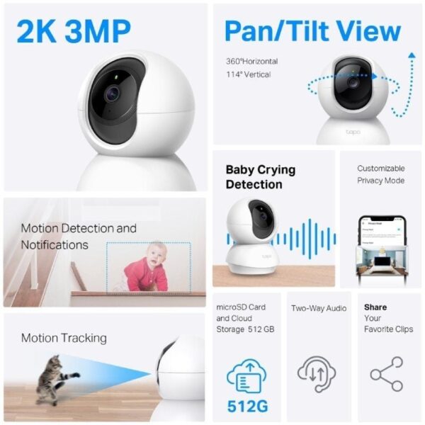 Cámara de Videovigilancia TP-Link Tapo TC71/ Visión Nocturna/ Control desde APP - Imagen 2