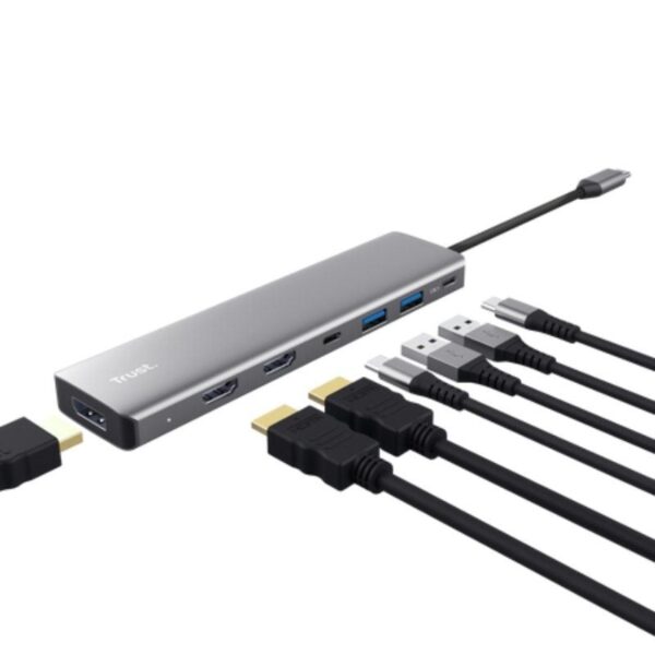 Docking USB Tipo-C Trust Dalyx/ 2xUSB/ 2xHDMI/ 1xDisplayPort/ 1xUSB Tipo-C PD/ Gris - Imagen 2