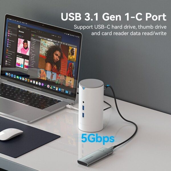 Docking USB Tipo-C Vention TPHWC/ 1xVGA/ 1xHDMI/ 3xUSB/ 1xUSB Tipo-C PD/ 1xUSB Tipo-C/ 1xRJ45/ 1xAudio/ 1xLector Tarjetas SD/ Blanco - Imagen 2
