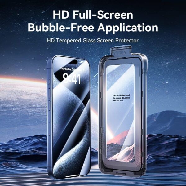 Protector de Pantalla de Cristal Templado Vention KUJTCA-10 para iPhone 15 + Herramienta de Instalación Antipolvo - Imagen 2