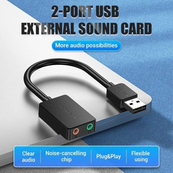 Tarjeta de Sonido Vention CDYB0/ 2.1/ Negro - Imagen 2