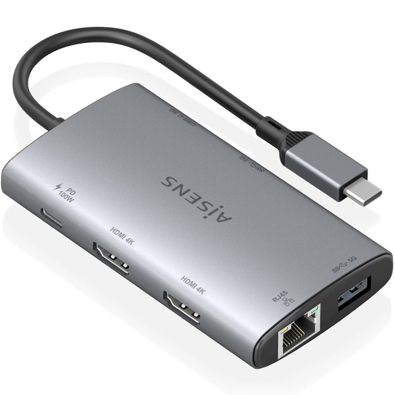 Docking usb tipo-c aisens asuc-7p049-gr/ 2xhdmi 4k/ 1xrj45 - Imagen 2