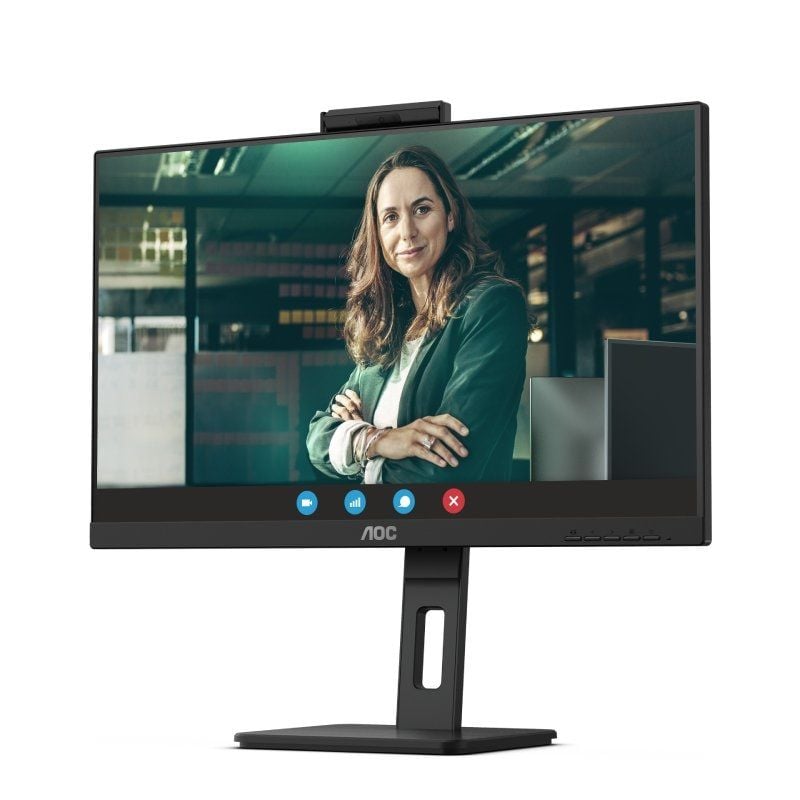 Monitor profesional aoc 24p3qw 23.8/ full hd/ webcam/ multimedia/ regulable en altura/ negro - Imagen 2