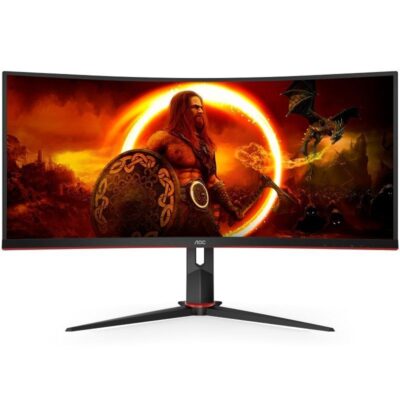 Monitor gaming ultrapanorámico curvo aoc cu34g2xp/bk 34/ wqhd/ 1ms/ 180hz/ va/ negro