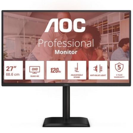 Monitor profesional aoc q27e4cv 27/ qhd/ multimedia/ regulable en altura/ negro - Imagen 6