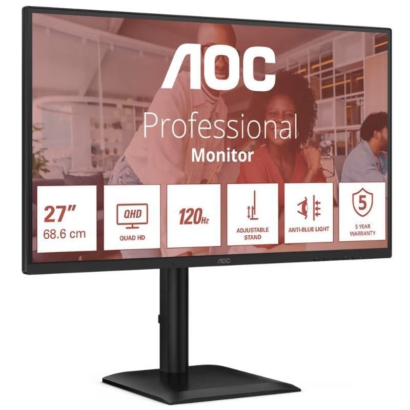 Monitor profesional aoc q27e4cv 27/ qhd/ multimedia/ regulable en altura/ negro - Imagen 2
