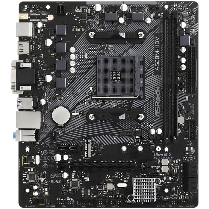 Placa base asrock a520m-hdv/ ddr4/ pcie 3.0/ socket am4/ micro atx - Imagen 2