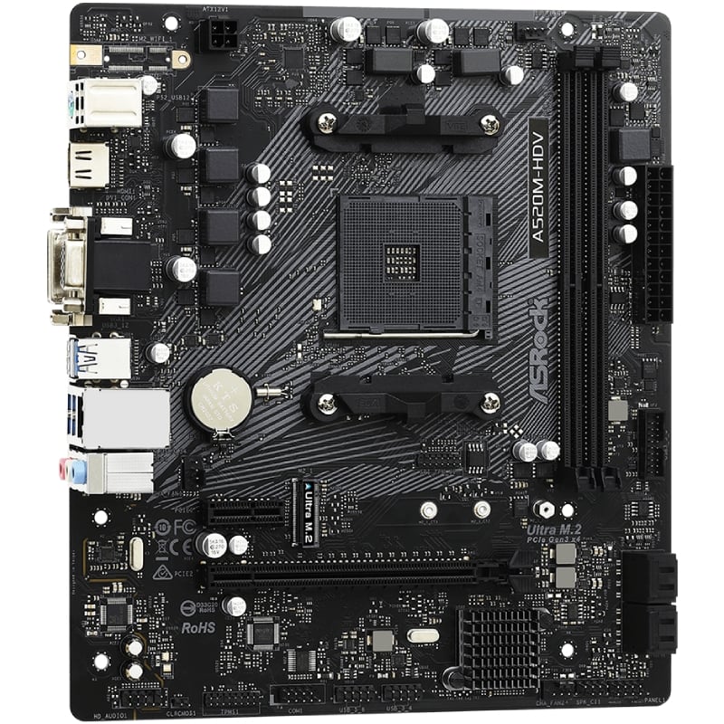Placa base asrock a520m-hdv/ ddr4/ pcie 3.0/ socket am4/ micro atx - Imagen 3