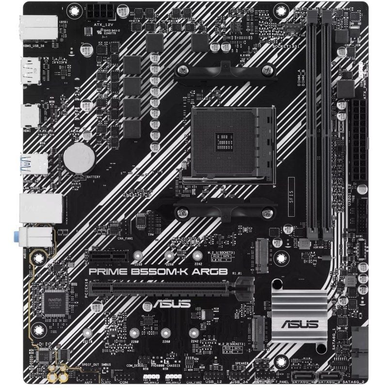 Placa base asus prime b550m-k argb socket am4/ ddr4/ pcie 4.0/ micro atx - Imagen 2