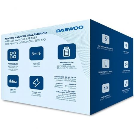 Altavoz con bluetooth daewoo karaoke dw3008/ 15w/ 1.0 - Imagen 8