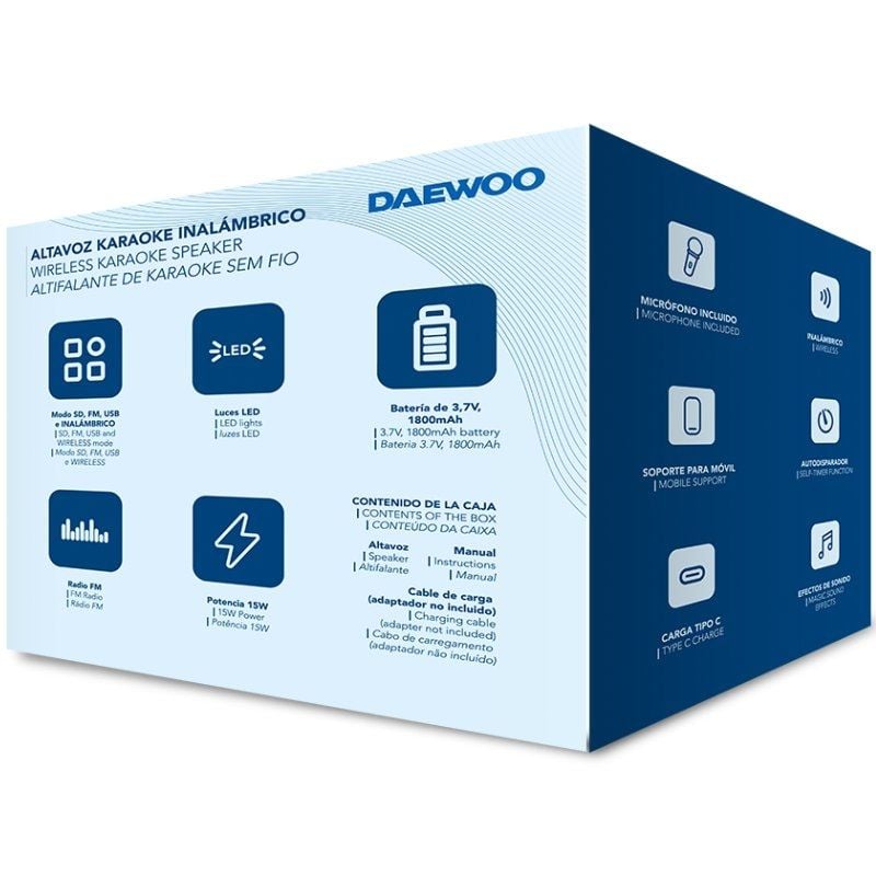 Altavoz con bluetooth daewoo karaoke dw3008/ 15w/ 1.0 - Imagen 4