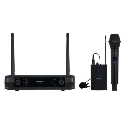 Micrófono inalámbrico doble mano y petaca uhf fonestar